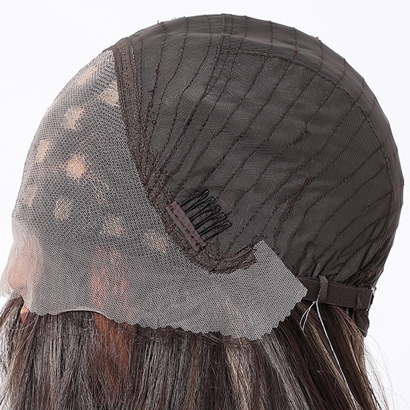 DWY Freepart Long length Curly Chocolate Brown Highlighted Wig