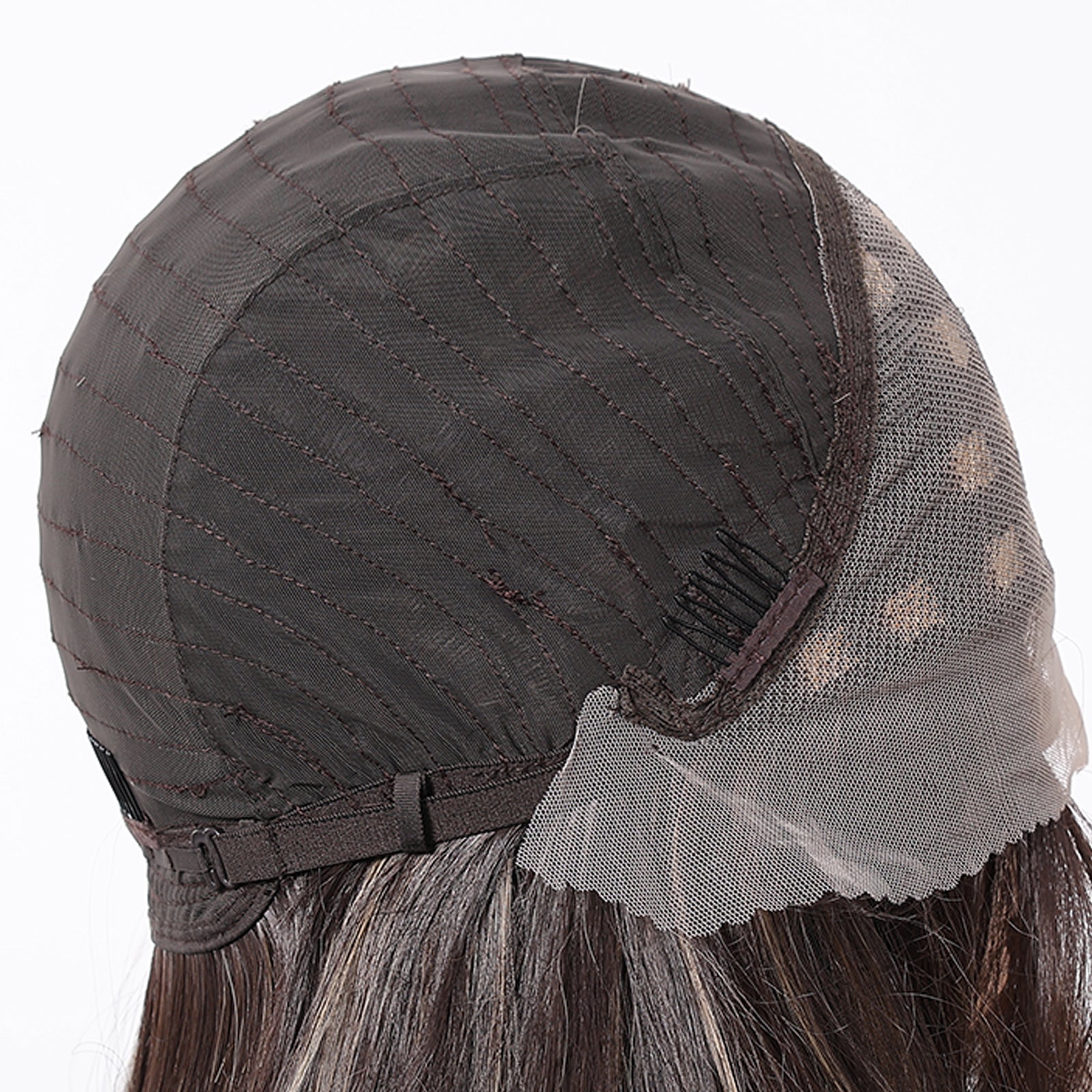 DWY Freepart Long length Curly Chocolate Brown Highlighted Wig