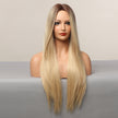 26 inchs ombre blonde middle part long straight hair  synthetic wigs for women dailywear party cosplay