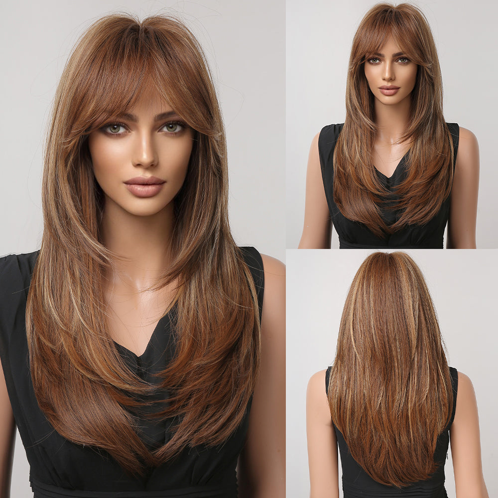 Autumn-DWY Natural Wavy Layer Cut Glueless Synthetic Wig