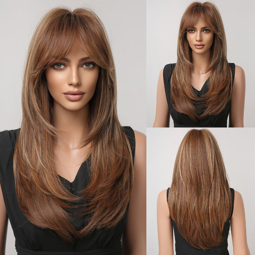 Autumn-DWY Natural Wavy Layer Cut Glueless Synthetic Wig