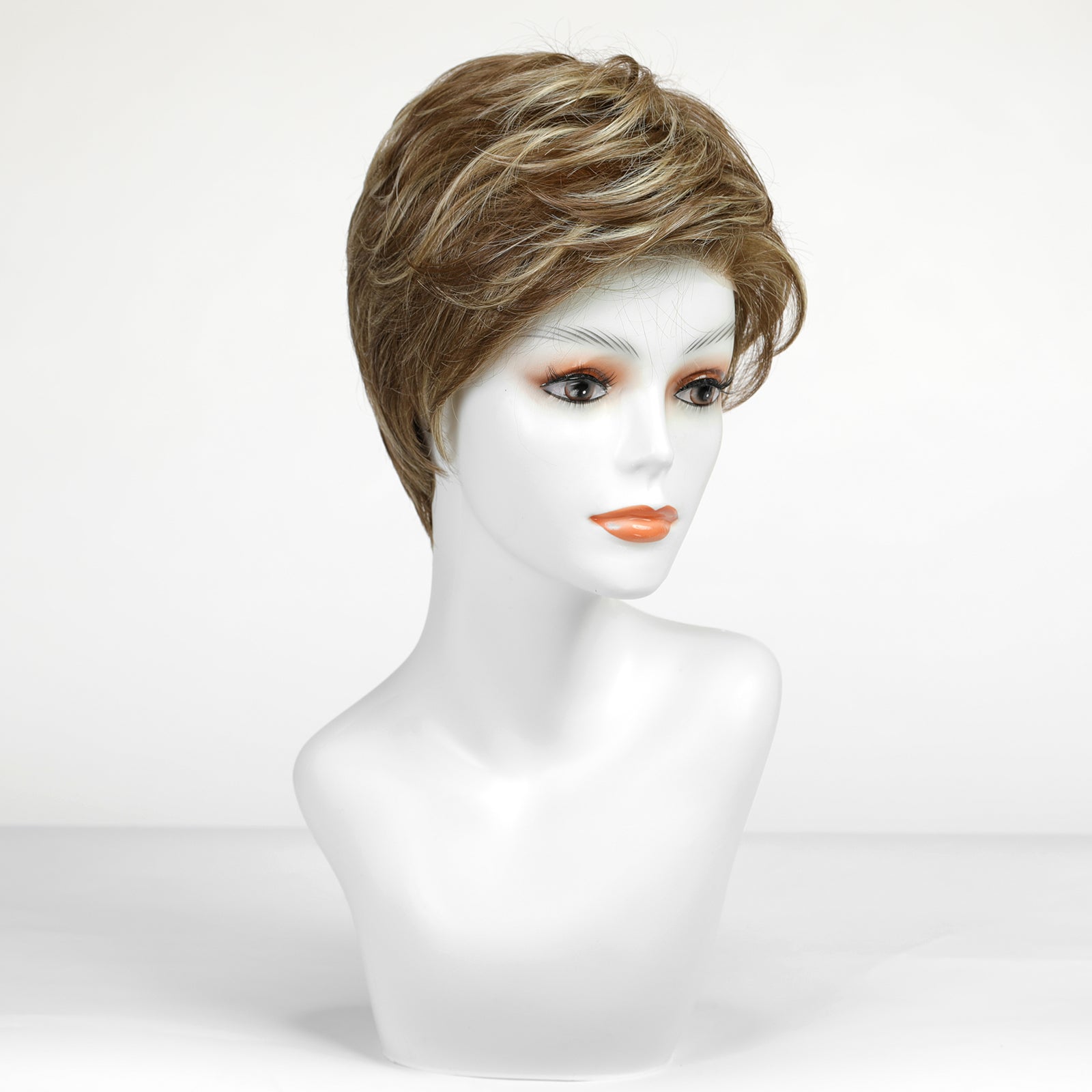 Bella-DWY Mono Lace Front Free Part Ash Brown Short Pixie Synthetic Wig