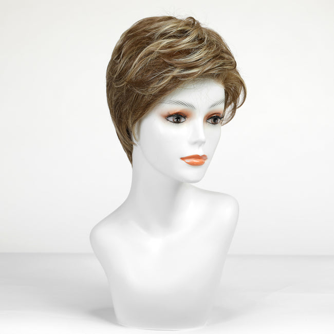 Bella-DWY Mono Lace Front Free Part Ash Brown Short Pixie Synthetic Wig