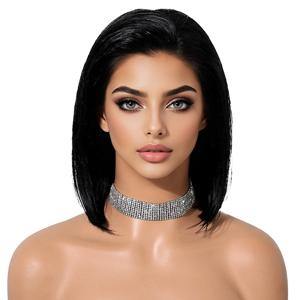 Lillie H- DWY Human Hair Pre Plucked Bob Hair 13*6 Natural Textured Hair Invisible HD Lace Frontal Wigs for Women 13 nches
