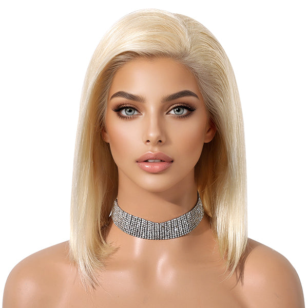 Lillie H- DWY Human Hair Pre Plucked Bob Hair 13*6 Natural Textured Hair Invisible HD Lace Frontal Wigs for Women 13 nches