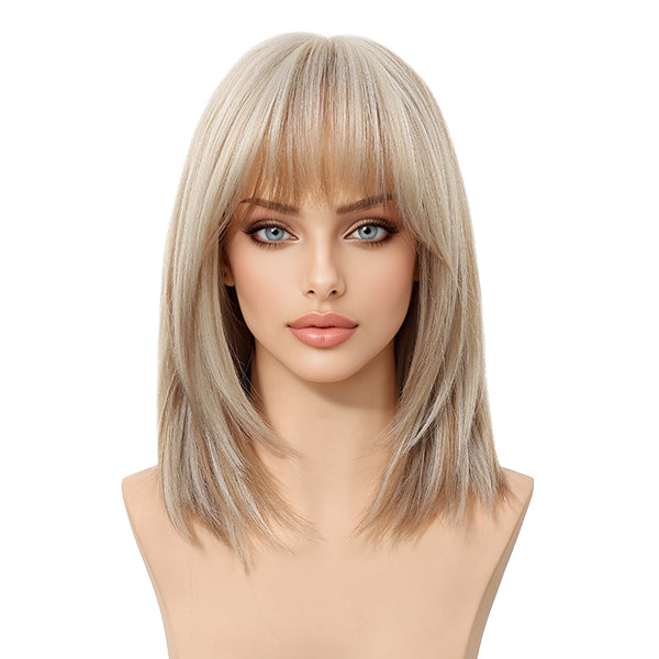 Magnolia-DWY MiraScalp 14-Inch Short Platinum Blonde Bob Wig