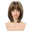 Jean plus -DWY【Gen 2 Large Realistic Scalp】Short Straight Brown with Blonde Highlights Glueless Synthetic Wig with Bangs
