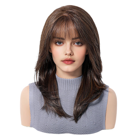 Soraya-DWY Libera Free Part Mid-Length Natural Straight Light Brown  Synthetic Wig