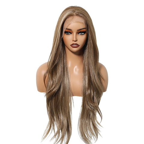 Biscuit -DWY 13×6 Lace Front Free Part Long-Length Body Wavy Highlighted Glueless Synthetic Wig