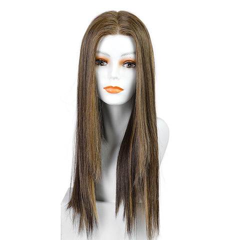 Maya-DWY Mono Lace Front Free Part Long Straight Balayage Brown Synthetic Wig