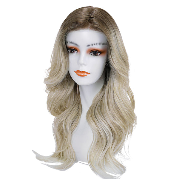 River-DWY Mono Lace Front Free Part Long Wavy Blonde Glueless Synthetic Wig