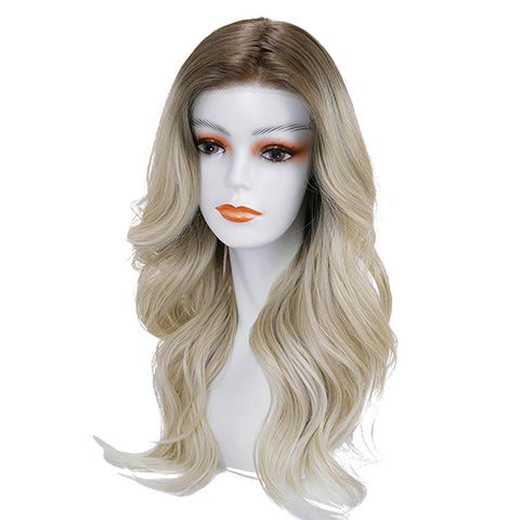 River-DWY Mono Lace Front Free Part Long Wavy Blonde Glueless Synthetic Wig