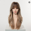 Kimi C-DWY New Technology! Bionic Silk Top 22-Inch Long Wave Light Brown Glueless Synthetic Wig