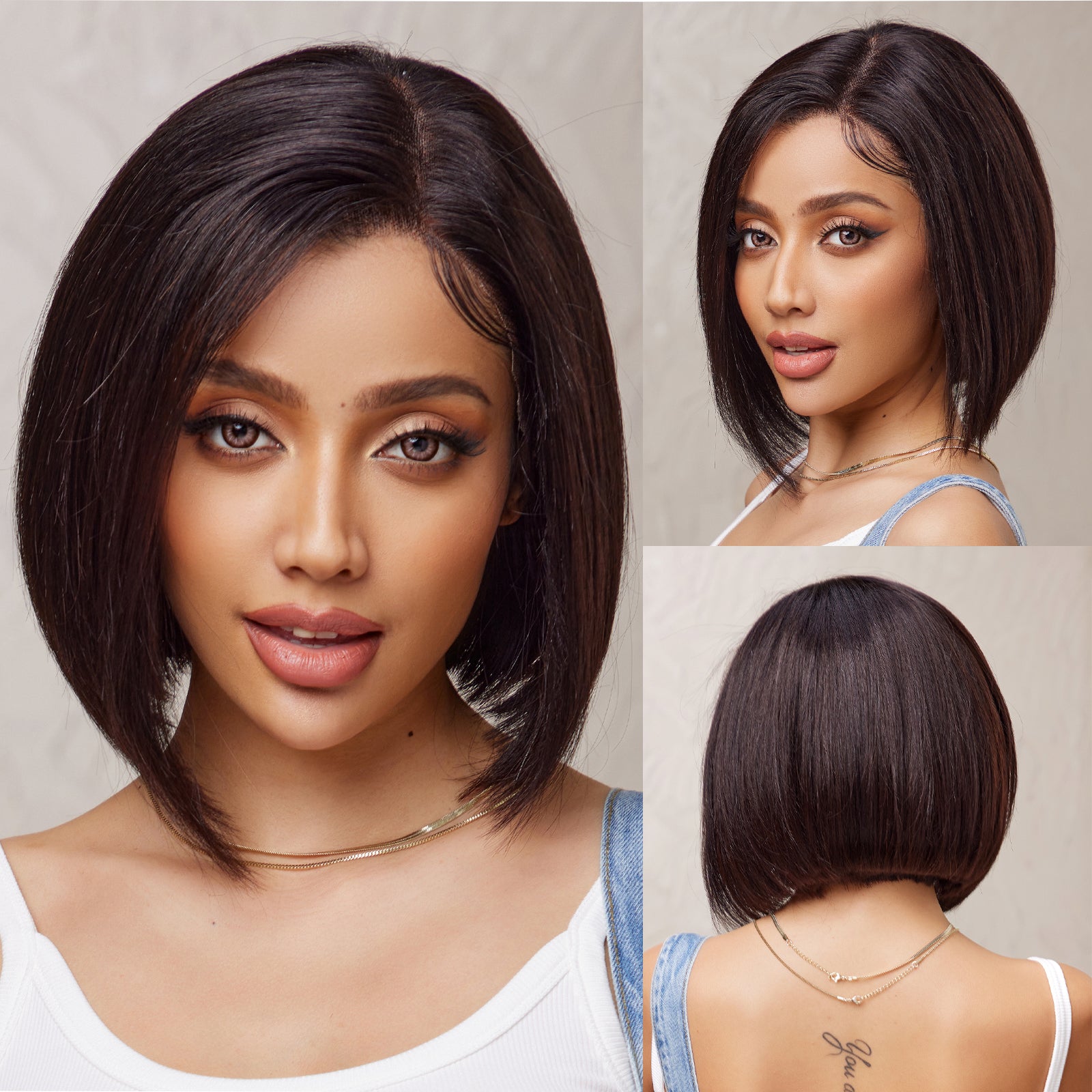 DWY wigs 8 Inch black brown short straight wig for women DWY