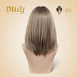 Halzey-DWY Pre cut U part Diamond Lace Icy Bronde Highlights Scandi Hairline BOB Glueless Synthetic Wig 15 Inch