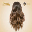 Tin-DWY 13x6 Lace Front Wig 26 Inches Long Water Wavy Brown Glueless Synthetic Wig