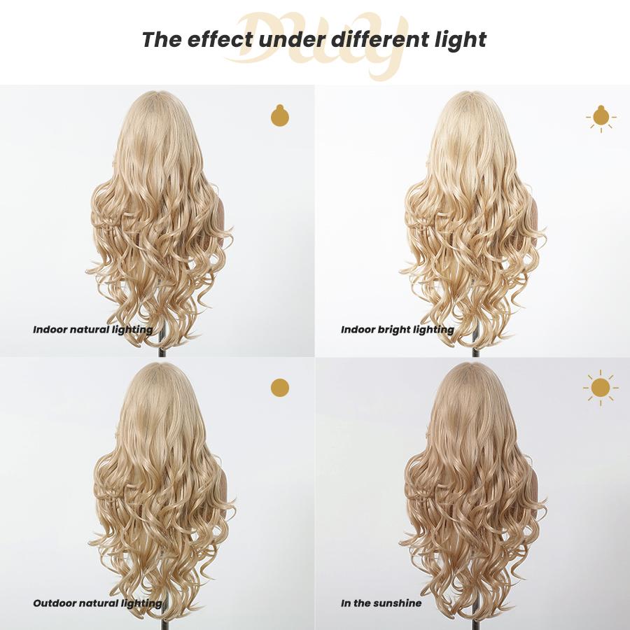 Mae-DWY 28-Inch Wavy Glueless Lace Front Wig for Women