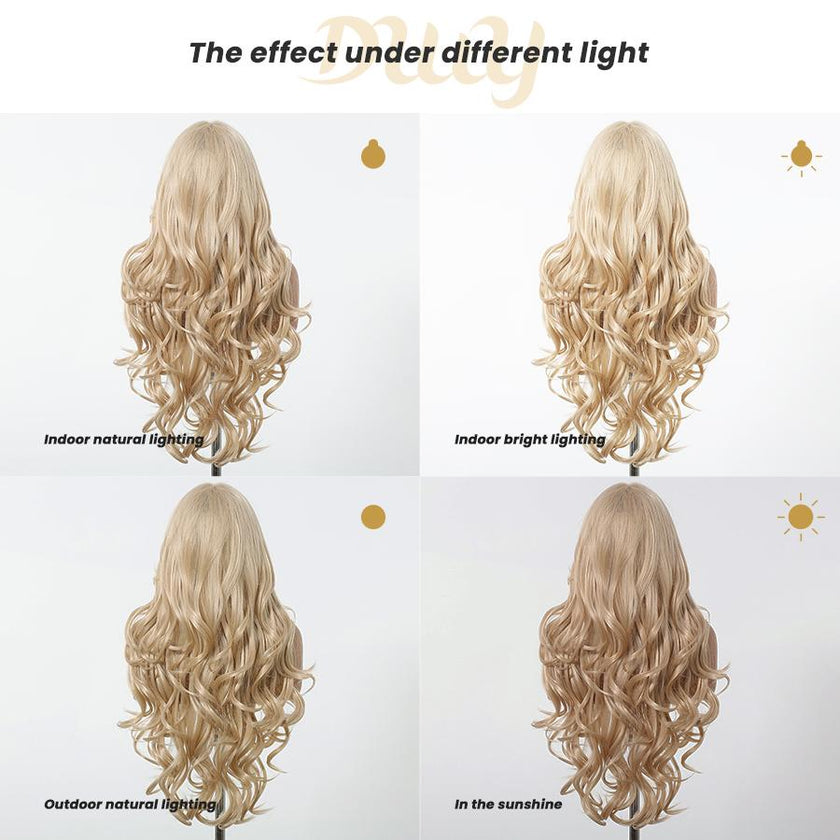 Mae-DWY 28-Inch Wavy Glueless Lace Front Wig for Women
