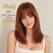 [Festival Limited]Ariel-DWY Mid-length Copper Ginger Butterfly Lob with Bangs Glueless Synthetic Wig for Women 16 Inches