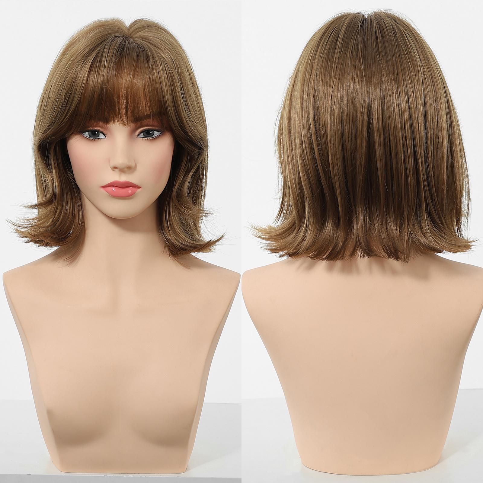 Yara-DWY 12-Inch MiraScalp Short Wavy Pink Blonde Glueless Synthetic Wig