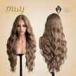 Cara - NEW! DWY Pre-cut U part Diamond Lace Mid-length Lace Linen Brown Retro Curly Hair Glueless Synthetic Wigs for Women 28 Inch