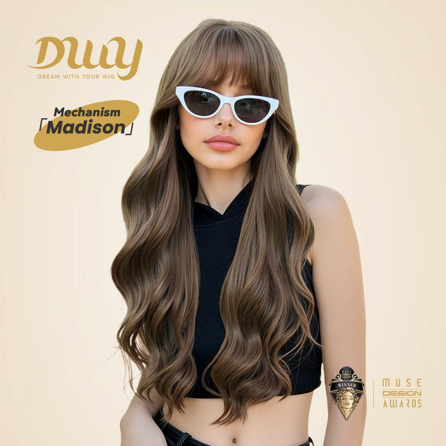 Madison-DWY 26-Inch MiraScalp Wavy Light Brown Glueless Synthetic Wig