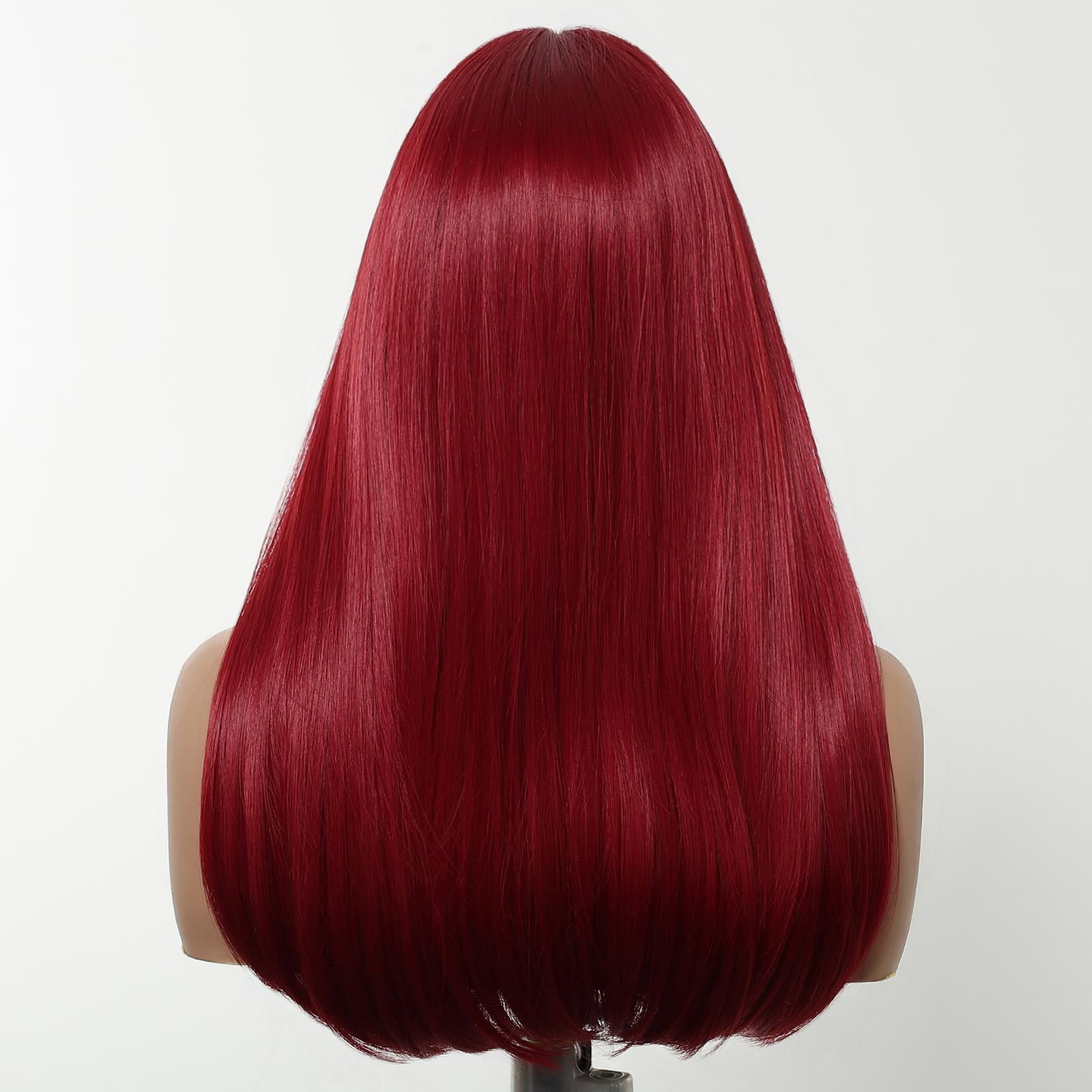 [LIMITED CLEARANCE]  DWY Machine Made Red Synthetic  Wig Realistic Cute Hair Glueless Synthetic Wig for Women 24 Inches