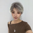 Wintour - DWY Human Hair Machine-Made Smoky Silver Pixie Cut Natural Textured Hair  Wigs for Women 10 nches