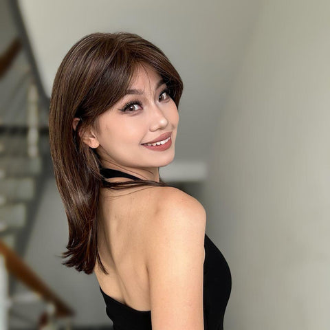 Soraya-DWY Libera Free Part Mid-Length Natural Straight Light Brown  Synthetic Wig