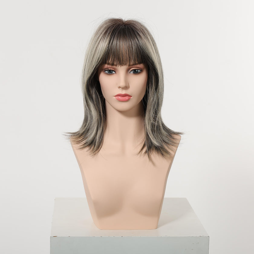 Faith C-DWY New Technology! Bionic Silk Top 14-Inch Long Wave Brown  Blonde Glueless Synthetic Wig