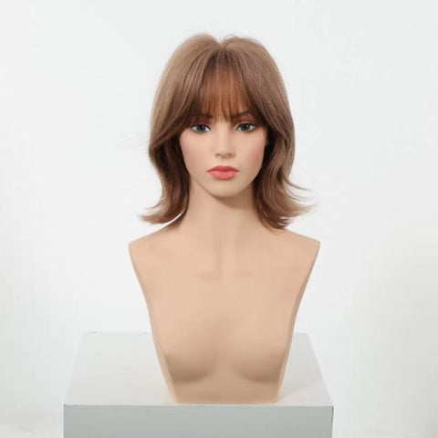 【New in】Yara-DWY 12-Inch Short Wavy Pink Blonde Glueless Synthetic Wig - Bob Style with Large Scalp