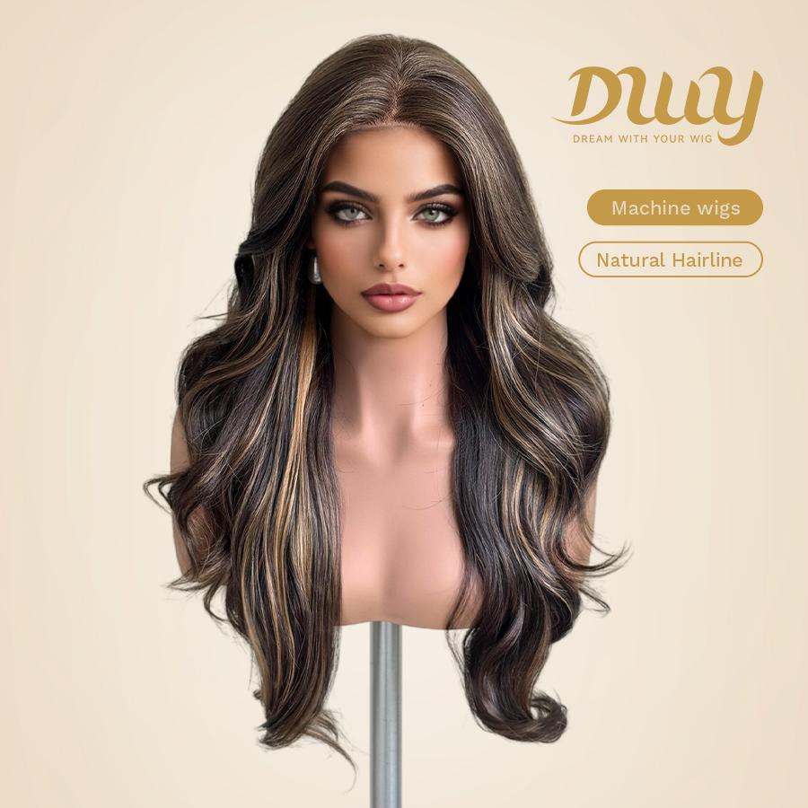 Salma - DWY Pre-Cut U-Part Diamond Lace Espresso Brown Curly Glueless Synthetic Wig 24 Inch