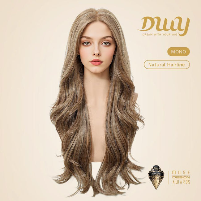 Dara C- NEW! DWY Mono Lace Front Free Part Long-Length Wavy Brown Glueless Synthetic Wig