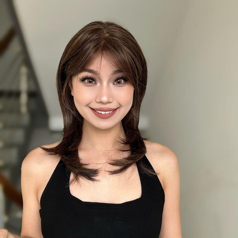 Soraya-DWY Libera Free Part Mid-Length Natural Straight Light Brown  Synthetic Wig