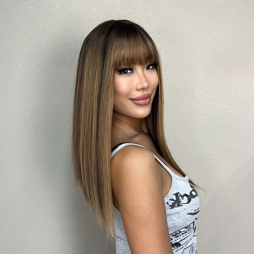 Laine-DWY Shoulder Length Sleek Striaight Glueless Synthetic Wig