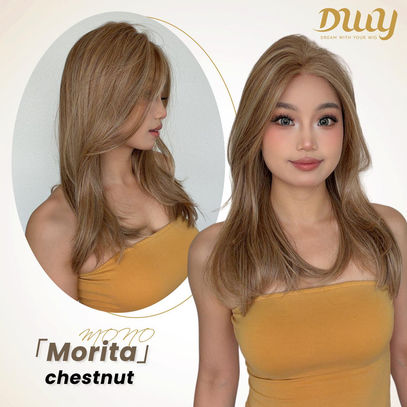 Morita-DWY Mono Lace Front Free Part Long Highlighted Blonde Synthetic Wig