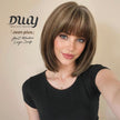 Jean plus -DWY【Gen 2 Large Realistic Scalp】Short Straight Brown with Blonde Highlights Glueless Synthetic Wig with Bangs
