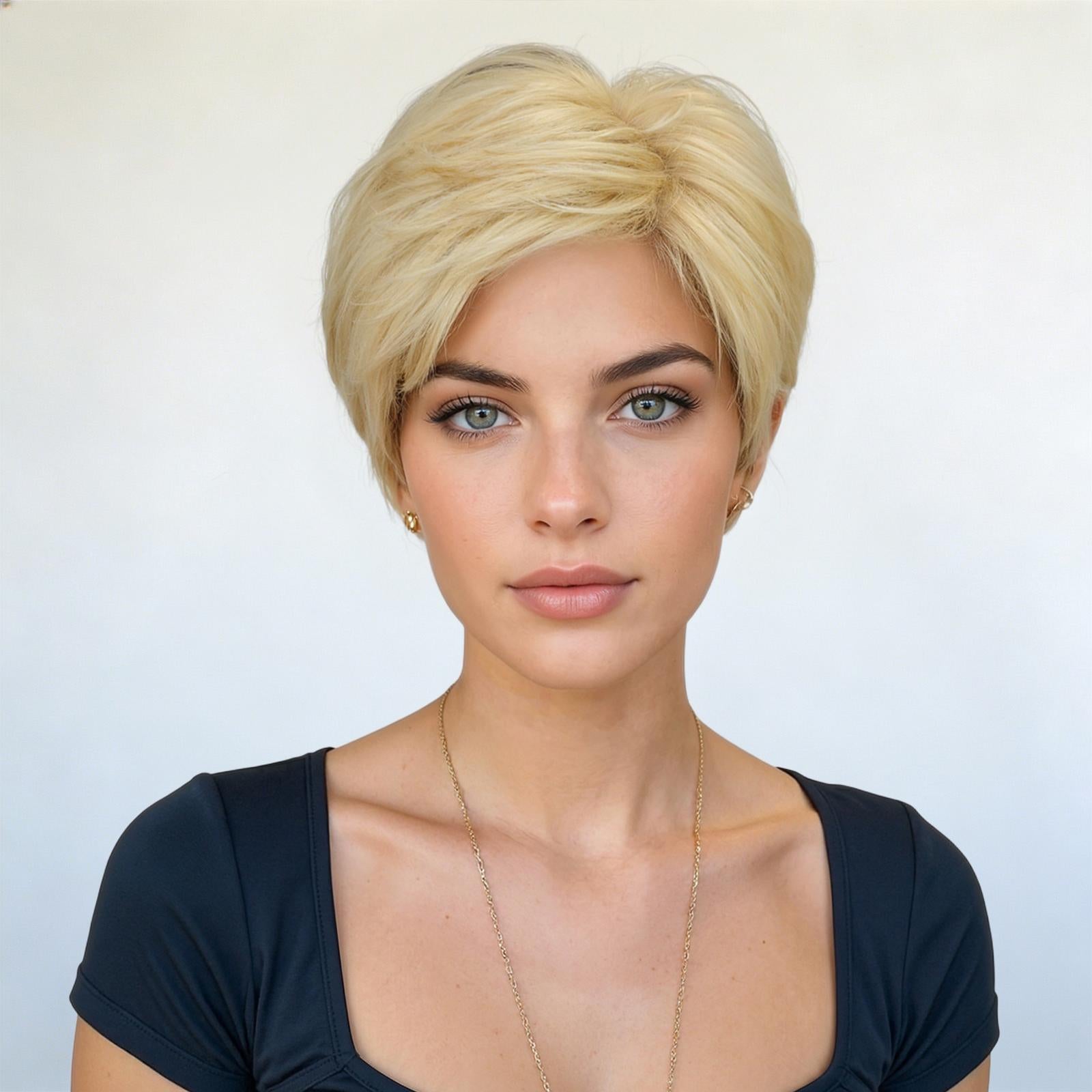 Bella-DWY Mono Lace Front Free Part Blonde Pixie Synthetic Wig