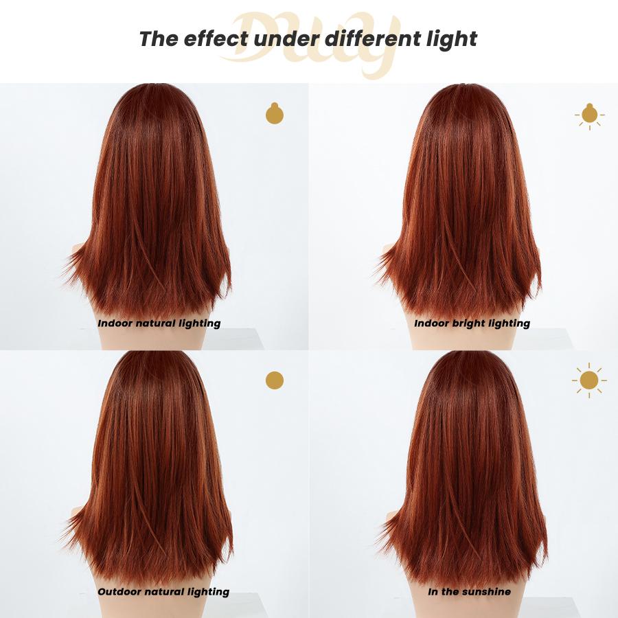[Festival Limited]Ariel-DWY Mid-length Copper Ginger Butterfly Lob with Bangs Glueless Synthetic Wig for Women 16 Inches