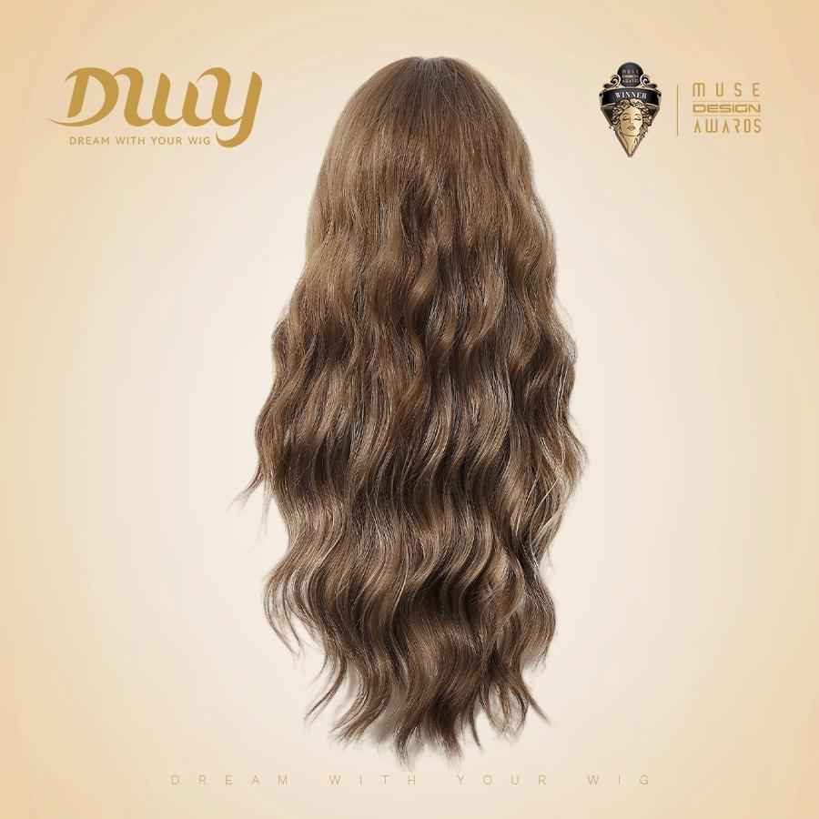 Britti -DWY Long-length Wavy Linen Brown Glueless Synthetic Wig for Women 28 Inches Platinum Blonde Wigs