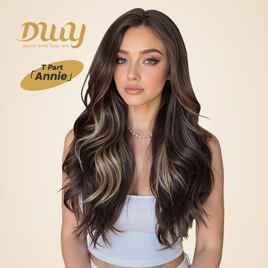 Annie C-DWY Pre-cut T-Part Lace Wig Long Curly Synthetic Wig