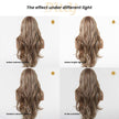 Jasmine -DWY 13×6 Lace Front Free Part Long-Length Layer-cut Curly Brown Highlighted Glueless Synthetic Wig for Women 28 Inches Lace Frontal Wig Layered Wig