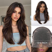 Tilly - DWY 13x6 Filter Lace Front Free Part Medium-Length Wavy Brown Black Wig with Dark Roots