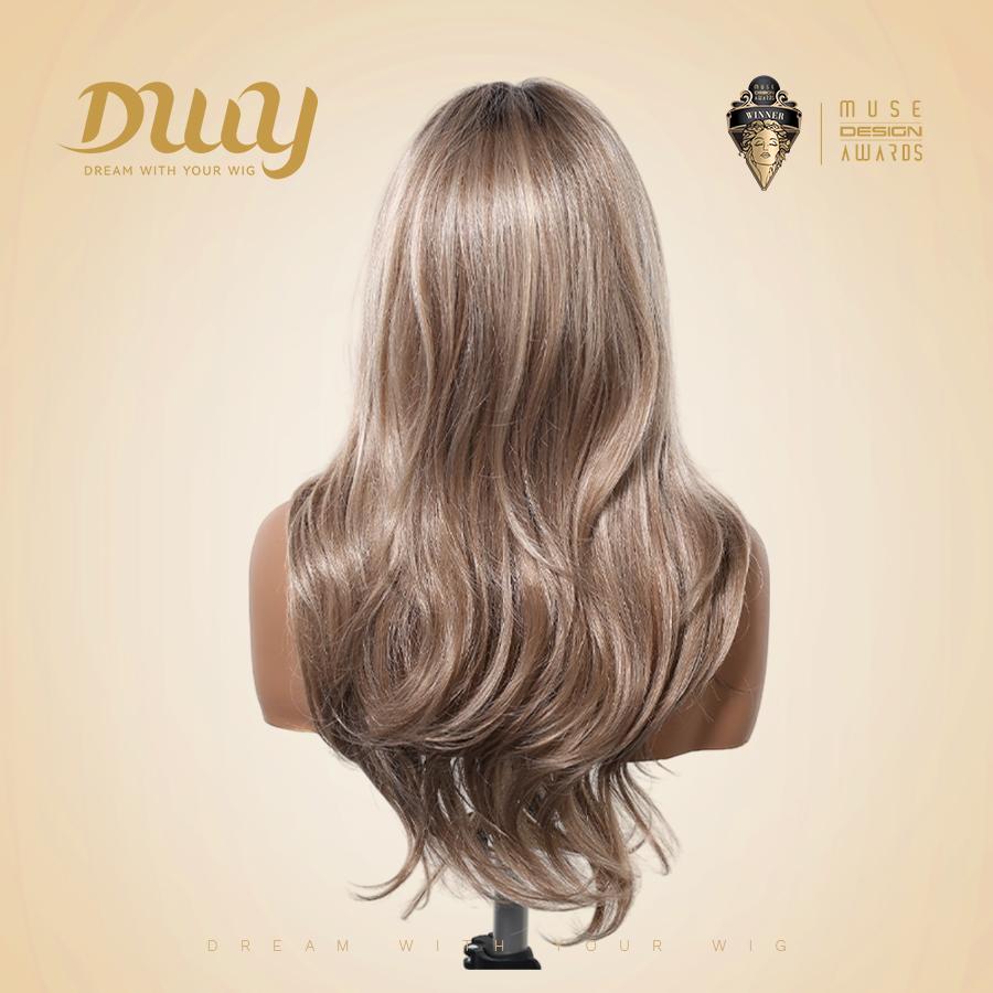 Vanessa -DWY Pre-cut U part Diamond Lace Mid length Icy Beige Blonde Body Wave Hair Glueless Synthetic Wigs for Women 22 Inches