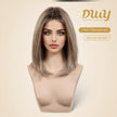 Halzey-DWY Pre cut U part Diamond Lace Icy Bronde Highlights Scandi Hairline BOB Glueless Synthetic Wig 15 Inch