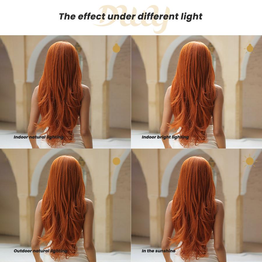 [Festival Limited] Sadie-DWY Ginger Copper Long Wave with Face Layers Glueless Synthetic Wig for Women 26 Inches