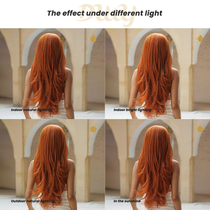 [Festival Limited] Sadie-DWY Ginger Copper Long Wave with Face Layers Glueless Synthetic Wig for Women 26 Inches