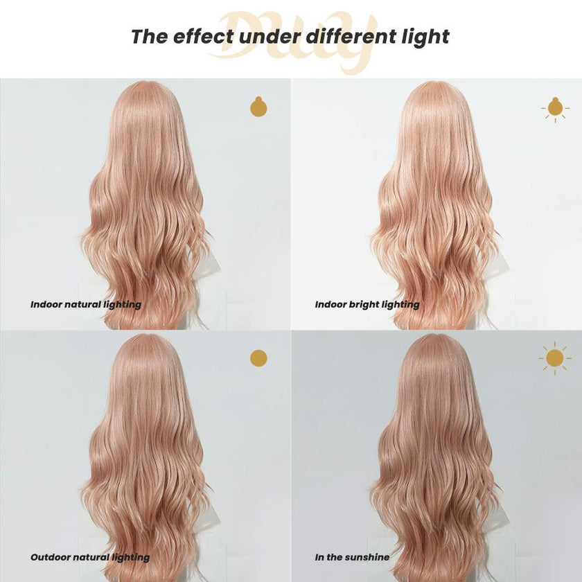 Nora-DWY 13×6 Filter Lace Free Part Curly Baby Pink Highlighted Glueless Synthetic Wig
