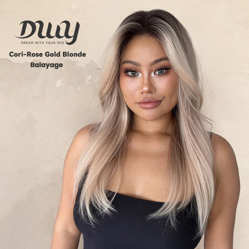 Pre Order!Cori-NEW! DWY 13×4 Lace Front Free Part Long-Length Straight Pink Brown Glueless Synthetic Wig