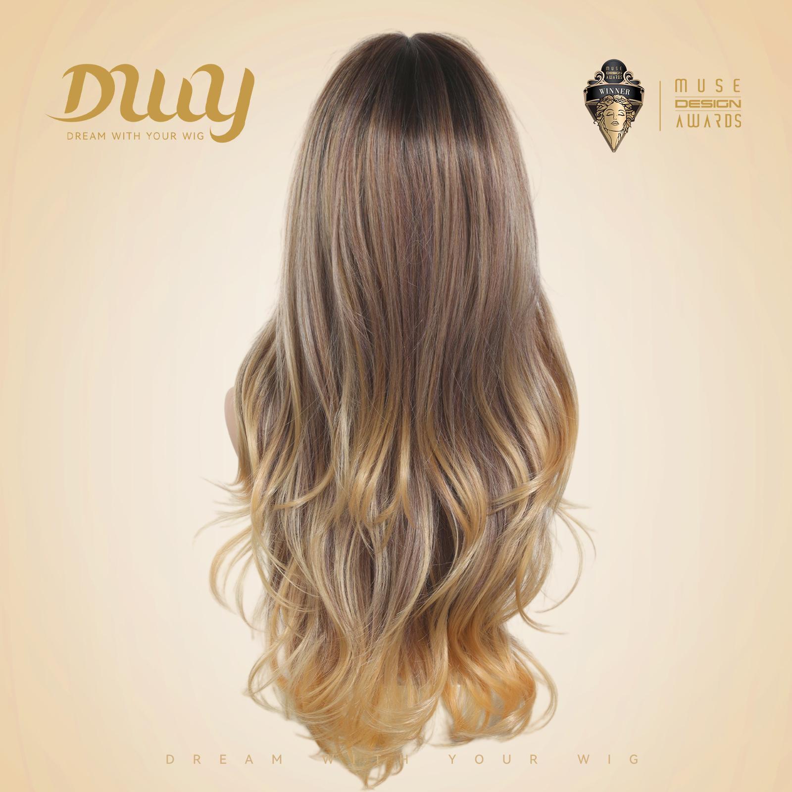 Brulee -NEW CRAFT! [GEN4 cashmere Bionic Silky Top] 24 Inch Long Warm Honey Bronde Wave Glueless Synthetic Wig with Bangs for Women High Quality Premium Fiber Easy Wear Comfortable Fit